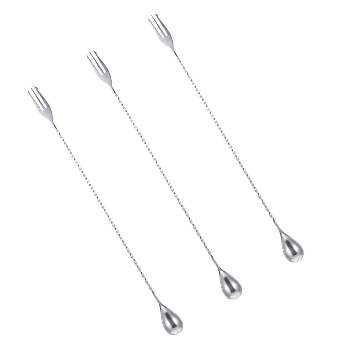 6 Piezas Cucharas Para Cucharas Mezcladoras De Mango Largo Cuchara De Coctel De Bar Cuchara De Acero Inoxidable Silver Cabilock