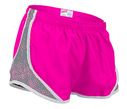 Soffe Women's Printed Team Shorty Shorts, Neon Pink/Gunmetal Dot, Small