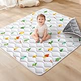 Odorless Premium Foam Baby Play Mat 50' x 50', Soft Microfiber Fabric Crawling Mat for Floor- Comfortable and Hypoallergenic, Non-Slip Cushioned Floor Playpen mat for Infants,Babies,Toddlers