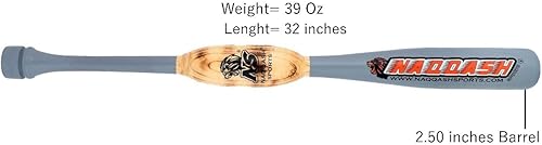 Miniatura 6 de Bate de béisbol y sóftbol gris de 32 pulgadas  39 onzas con madera de arce profesional sólida para mejorar la fuerza, la velocidad del bate,