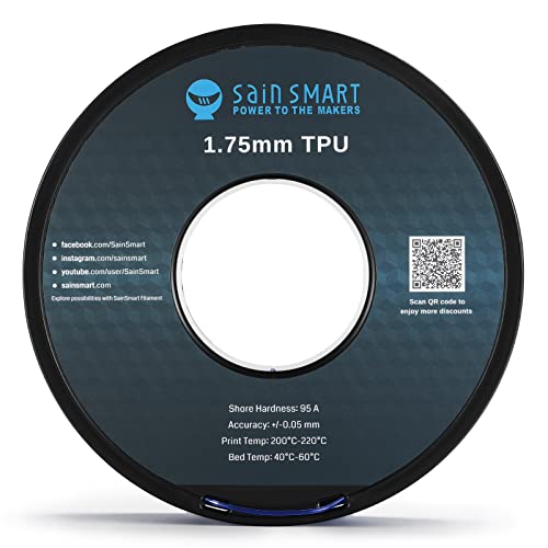 SainSmart - 101-90-161 Blue Flexible TPU 3D Printing Filament, 1.75 mm, 0.8 kg, Dimensional Accuracy +/- 0.05 mm - Image 6
