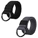 Produktbild ITIEZY Militär Leinwand Gürtel Stoffgürtel Outdoor Jeansgürtel für Damen und Herren mit Doppel D-ringe Schnalle 2 PCS, Gr.-Länge: 120cm, 2 Pack(schwarz + Grau)