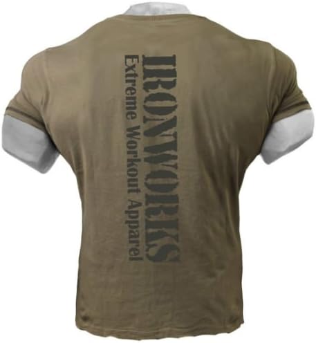 Team Ironworks Mens Vintage Army Style T-Shirt Khaki M