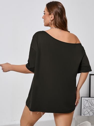 SOLY HUX Women's Plus Size Off The Shoulder Tops Graphic Tees Y2K Clothes Casual Short Sleeve Oversized T Shirts2