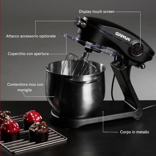 G3 Ferrari G20137 Pastaio Elegance Impastatrice Planetaria a Presa Diretta, 1800 W (2300 W Max), 8 Litri, Metallo, 10 Velocità, Display touch screen, Contenitore 8 Litri in Acciaio Inox - 2