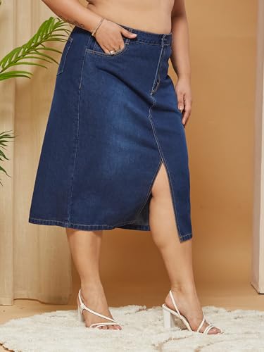 Image of Miss Chase A+ Women's Regular High Rise Above Knee Stretchable Denim Shorts & Skirts