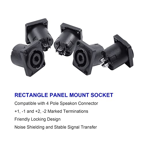 Image of HBU 10 Sets 4 Pole Speakon Connector Kit - 10pcs NL4 Speakon Connectors & 10-pcs 4 Pin Panel Mount Chassis Socket - Twist Lock for NL4FC, NL4FX, NL4FRX, NL4MPR Adapter Plugs (Blue)