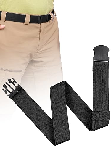 Flexibond COMFORTABLE Mens Stretch Hiking Belt Minimalist Web Elastic Belts for Men, Metal-free Travel Buckle,≤44" Waist (Matte-Black, 24-44inch)