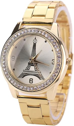 Jewelry Womens Eiffel Tower Rhinestone Wrist Watch,Size:Gold (Size : Rose-Golden)