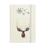 Notizbuch mit Rentierkopf, künstlerischer Effekt, bunt, dickes Tagebuch, Schneeflocken, Winter