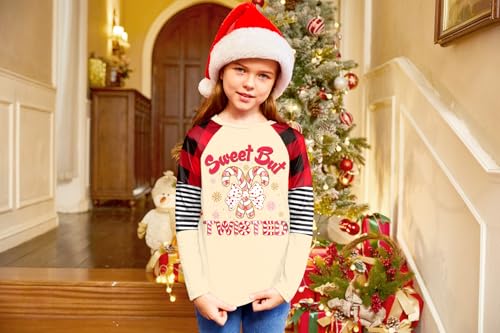 Image of BesserBay Girls Christmas Raglan Shirt Casual Leopard Stripe Patchwork Tunic Top 4-14 Years