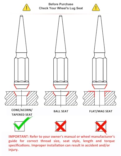 Image of White Knight 2906-25AM Chrome M12x1.25 1-Pc Hex Spike Lug Nut Set with Extra Spike Lug Nut, 25 Pack