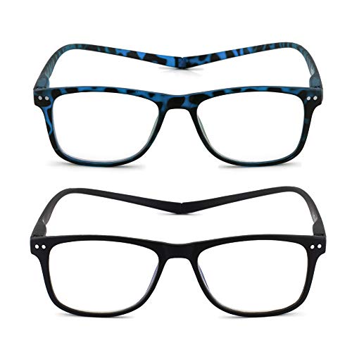 Image of Optimax Anti Glare Blue Cut Magnetic Reading Glasses with Neck Band for Men Women (Pack of 2 +1.00)