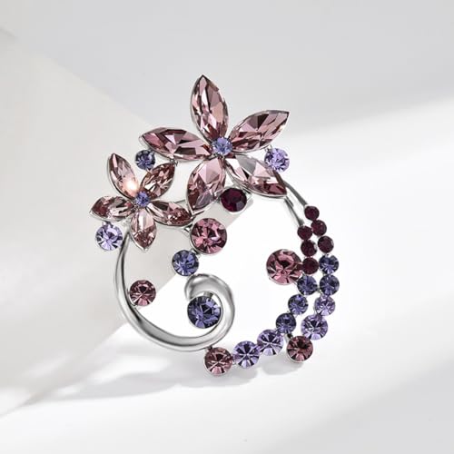 Image of Flower Brooch Pin - Rhinestone Flower Pin 18k Gold Plated - Thanksgiving Day, Birthday, Wedding Gifts for Mom, Wife