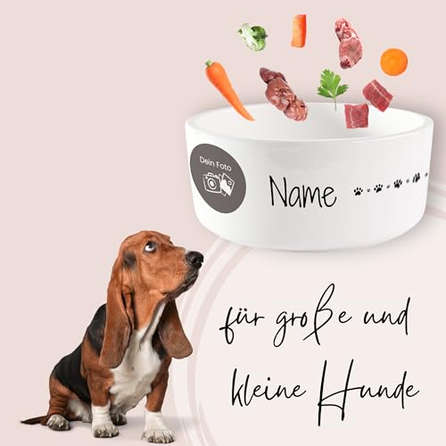 GRAZDesign Hundenapf mit Foto und Namen personalisiert, Fressnapf Keramik 1l, Geschenk für Hundebesitzer
