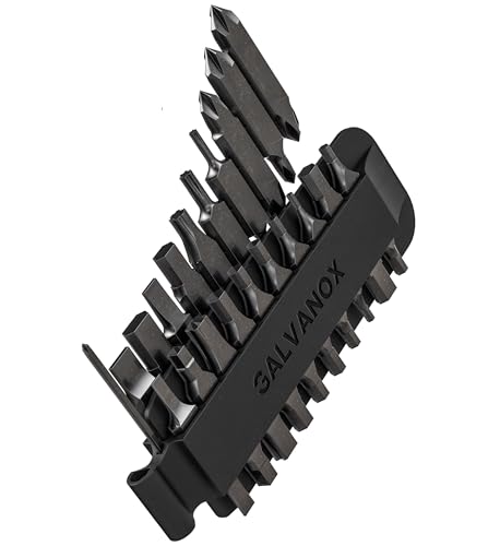 Image of Galvanox 23PC Accessories Set, Compatible with Leatherman Multi-Tools [59HRC] Hardened Double-Sided 21 Piece Bit Kit with Driver Extender, Hex Adapter and Sheath Holder (Black)