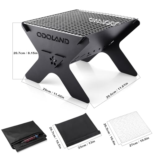 Odoland Camping Campfire Grill, Portable Folding Charcoal Grills for BBQ - Image 3