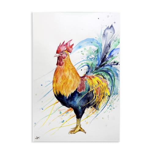 Modern Rooster Abstract, 10 x 15 Inch Mounted Print on Wall Plaque