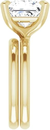 Miniatura 3 de Juego de anillos de compromiso hechos a mano de plata 925, oro macizo de 10K14K18K, 4 quilates de corte princesa, juego de anillos de boda de