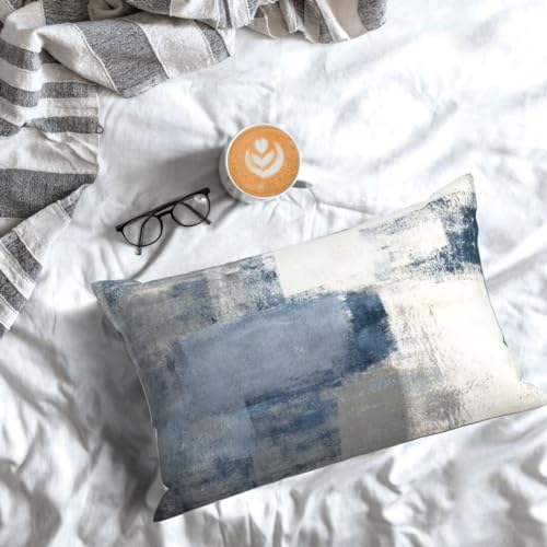 Aelmarnee PILLOWCASE--1.22-O-00.5 Grey Blue Abstract Art Painting Throw Pillow Cover Queen Size White Blue Gray Lumbar Pillow Case Modern Soft Pillowcase Standard Pillow Cases With Zipper Decorative Cushion Covers For Bed,Sofa,20 Inchx30 Inch thumb #2