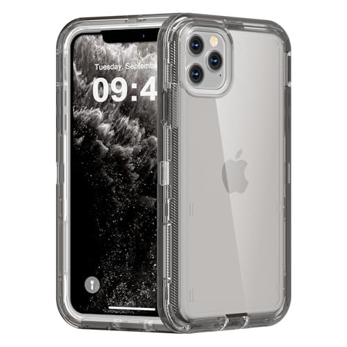 Follaroma for iPhone 11 Pro Max Case, Heavy Duty Shockproof Protection Phone Cases, Anti-Drop, Dual Layer Transparent Protective Cover Compatible with iPhone 11 ProMax, 6.5 inch, Crystal Gray