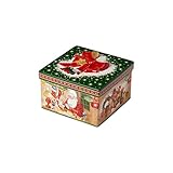 Zum Aufbewahren von Leckereien, als Geschenk-Dose oder Deko-Element verwendbar, Filigrane Bemalung in weihnachtlichen Farben