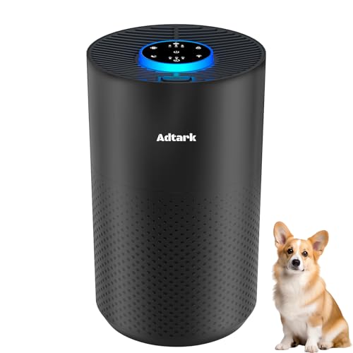 Air Purifiers for Home Bedroom, ADTARK Air Cleaner with H14 True HEPA 3-in-1 Filter, Sleep Mode & Aroma Function, 3 Light Modes, Room Air Purifier with 3 Timer for Office, Dorm, Hotel (Black)