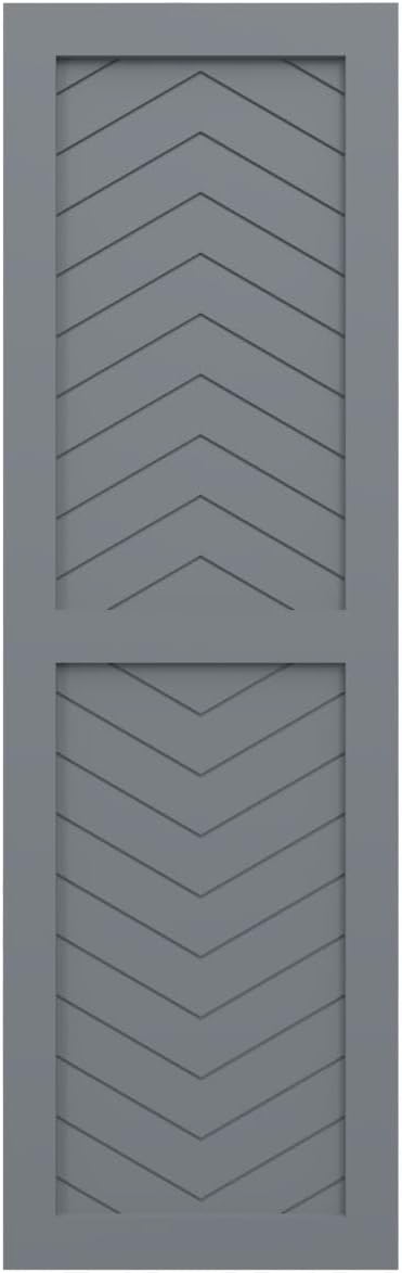 12"W x 28"H True Fit PVC Two Panel Chevron Modern Style Fixed Mount Shutters, Ocean Swell (Per Pair - Hardware Not Included)