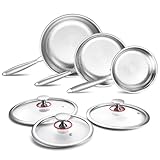 Lazycorner Titanium Non-stick Frying Pan with Lid, 8, 10, and 12 Inch Hammered Nonstick Skillet Set, Titaniums Coating & Scratch-Resistant, PFOA Free, Induction Compatible Cookware