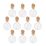 phiole anhänger schmuck Material: Glas 10 Stück Glaskorkenflaschen rund flache Phiole Wunschflasche DIY Anhänger transparent, mehrfarbig, as description