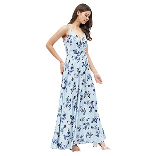 Image of Harpa Women's Rayon Modern Maxi Casual Dress (GR6387A-SKY Blue Sky Medium)