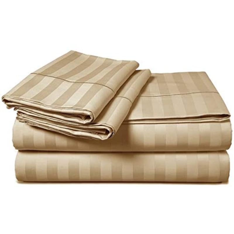 KISHORI FABS Beige Presents Luxurious Glace Cotton Super Soft 310 TC Queen Size (78X72X8 Inch) 360° Flat Bedsheet with 2 Pillow Covers,Pattern-Solid 2