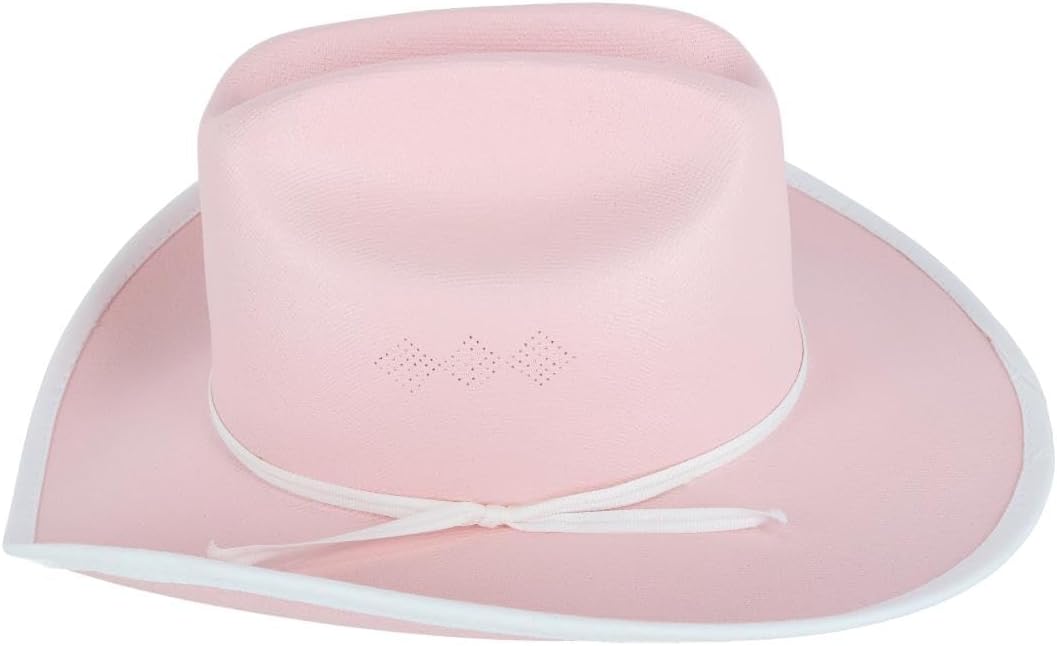 CTM Girls Pink Western Canvas Hat with Ribbon Hatband