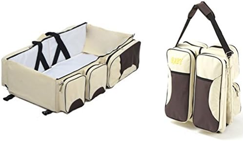 Mummy bag fashion multi-functional large-capacity maternal and child baby handbag backpack portable mother bag Travel Crib (black)