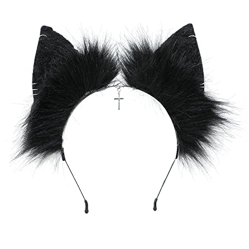 Image of VIGVAN Handmade Wolf Fox Ears Animal Cosplay Cute Head Accessories for Halloween