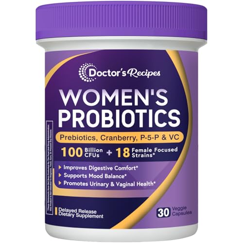 Doctor's Recipes Probiotics for Women, 100 Billion CFU, 18 Probiotic Strains, Prebiotics, Cranberry,...