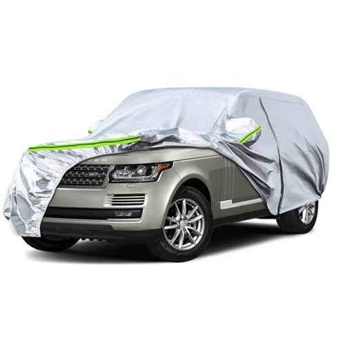 Waterproof Car Covers Replace for 2014-2025 Land Rover Range Rover LWB, 6 Layers Silver All Weather Car Cover with Zipper Door & Windproof Bands for Snow Rain Dust Hail Protection
