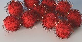 EliteKoopers 15mm Glitter Pom Poms Mini Fluffy Sparkle Balls for Decoration Art Craft (50Pcs)