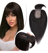 SEGO Pro Human Hair Topper with Bangs Hair Toppers for Women Real Human Hair Toppers Hair Pieces ...