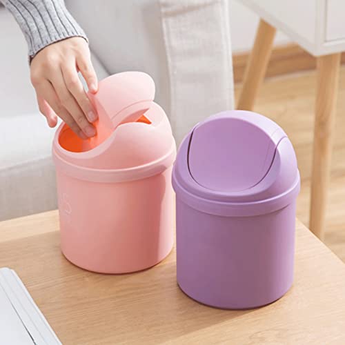 Caneca de basura pequeña rectangular con tapa de plástico miniatura 6