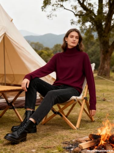 Image of SANGTREE Women's Turtleneck Sweaters Long Sleeve Pullover Tops | Breathable and Lightweight Fall Winter Fashion Outfit.Perfect for Daily,Office,Vacations,Holiday,Family Gatherings Etc.