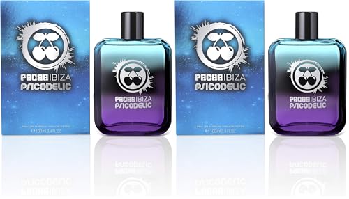 Pacha Ibiza Perfumes, Psicodelic Him, Eau de Toilette para Hombre, Larga duración, Fragancia elegante, sexy y masculina, Notas de madera y especias, Adecuado para llevar de día, 50 ml (Paquete de 2)
