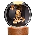 JANARARY Large 3D Owl Crystal Ball Night Light, Owl Figurines in Crystal Lamp 16 Color Changing with Remote Control for Bedroom Decor, for Teens Boys and Girls, Owl