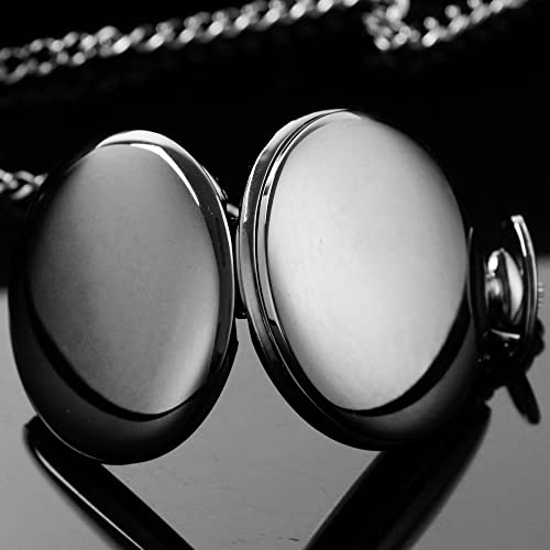 Image of Smooth Pocket Watch Alloy Steel Quartz Roman /Arabic Numerals with 37cm Chain for Father's Day Xmas Best Gifts