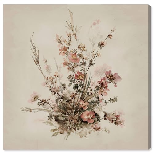 Vintage Floral Canvas Print Farmhouse Wall Art by Art Remedy, Gallery Wrapped, 20 x 20
