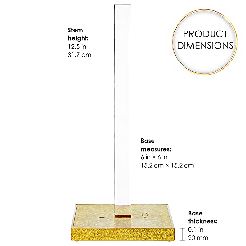 Elavain Elegant Acrylic Paper Towel Holder Countertop & Toilet Paper Stand Holder | Gold Base & Clear Stem | Perfect As Home Decor For Kitchen Or Bathroom | For All Brands Rolls Up To 12.5‘’ High #TOP2