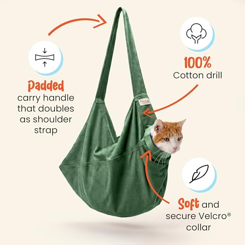 Image of Cat-in-the-Bag Cozy Comfort Carrier - Small Green Pet Carrier and Cat Carrier Soft for Cutting Nails, Vet Visits, Medication Administration, Dental Care, & Travel