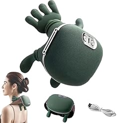 Nackenmassagegerät mit Wärme 3 Massage-Stufen, 4D Elektrisches Massagegerät Nacken Schulter 2000mAh USB-aufladbar, 2 Wärmeniveaus (40°C/45°C) für Zuhause/Büro/Reise, Lindern MüDigkeit (A)