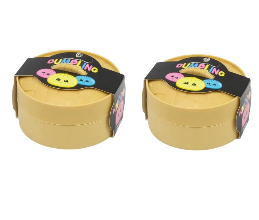 2 Pack Bao Bun Squishy Stress Relief Toys, Slow Rising Dumpling Squishies with Steamers, Cute Kawaii Smiling Face Fidget Toy for Adults & Children, Desk Accessories, Party Bag Fillers Assorted Colours