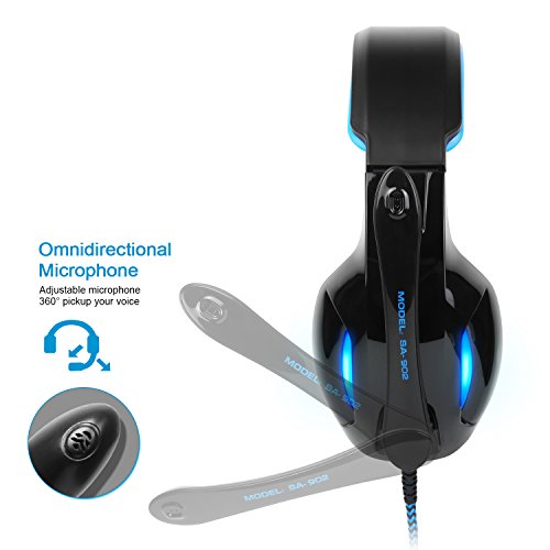 SADES SA902 Gaming Headset Headphone Stereo Sound USB Wired with Mic for PC, Mac,Computer, Noise Cancelling Over Ear Headphones with Soft Memory Earmuffs for PC